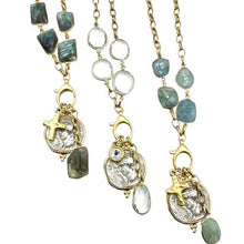 Load image into Gallery viewer, Genuine Gemstone Convertible Greek Charm Gold Necklace