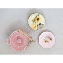 Load image into Gallery viewer, Stoneware Brie Baker with Bamboo Spreader  - Pink - Indie Indie Bang! Bang!