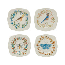 Load image into Gallery viewer, Stoneware Scalloped Plate w/ Insect/Bird &amp; Flowers, Multi Color, 4 Styles - Indie Indie Bang! Bang!
