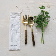 Load image into Gallery viewer, Stainless Steel Salad Servers with Marbled Resin Handles -  Set of 2 in Bag - Indie Indie Bang! Bang!