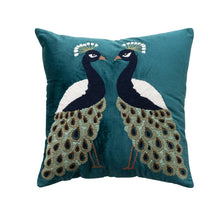 Load image into Gallery viewer, Velvet Pillow with Peacocks
