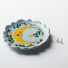 Load image into Gallery viewer, Jewelry Dish &amp; Stud Earring Set - Flower Moon/Blue