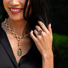 Load image into Gallery viewer, Scarab Ring - Blue Labradorite/Black Agate | Capucine De Wulf