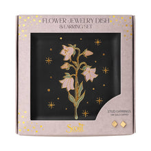 Load image into Gallery viewer, Jewelry Dish &amp; Stud Earring Set - Flower/Black