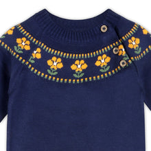 Load image into Gallery viewer, Floral Fair Isle Knit Baby Jumpsuit (Organic Cotton)