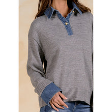 Load image into Gallery viewer, Miley Collared Denim Sweater | Elan