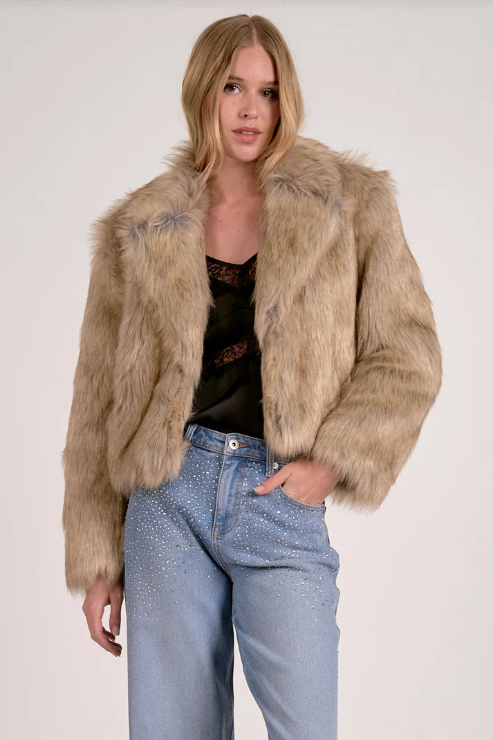 Cropped Faux Fur Jacket