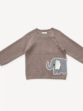 Load image into Gallery viewer, Elephant Embroidered Baby Knit Pullover (Organic)