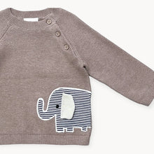 Load image into Gallery viewer, Elephant Embroidered Baby Knit Pullover (Organic)