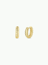 Load image into Gallery viewer, Small Channel Gold Hoop Earrings