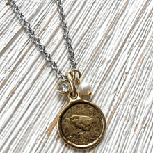 Load image into Gallery viewer, Farthing Bird Coin Necklace