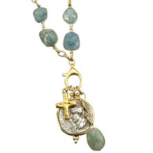 Load image into Gallery viewer, Genuine Gemstone Convertible Greek Charm Gold Necklace