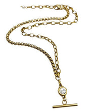 Load image into Gallery viewer, Stainless Steel Mixed Chain T-Bar Swarovski Crystal Necklace