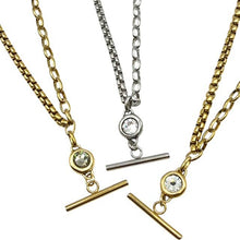 Load image into Gallery viewer, Stainless Steel Mixed Chain T-Bar Swarovski Crystal Necklace