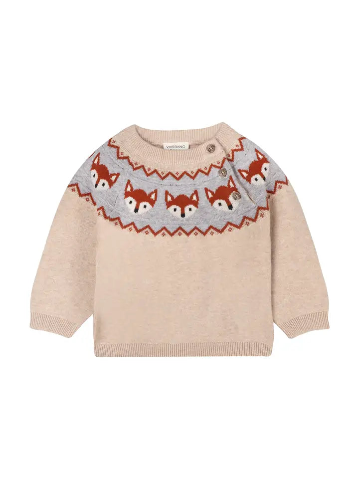 Fox Jacquard Fair Isle Sweater Knit Baby Pullover (Organic)