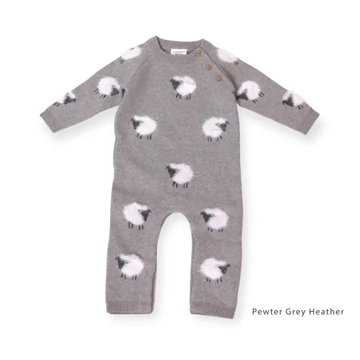 Furry Sheep Jacquard Sweater Knit Baby Jumpsuit (Organic) - Indie Indie Bang! Bang!