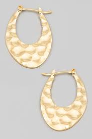 Hammered Oval Disc Hoop Earrings - Indie Indie Bang! Bang!