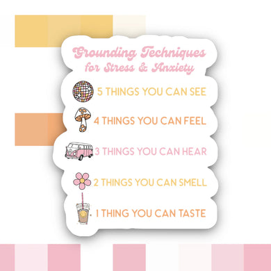 Grounding Techniques for Mental Health Sticker - Indie Indie Bang! Bang!