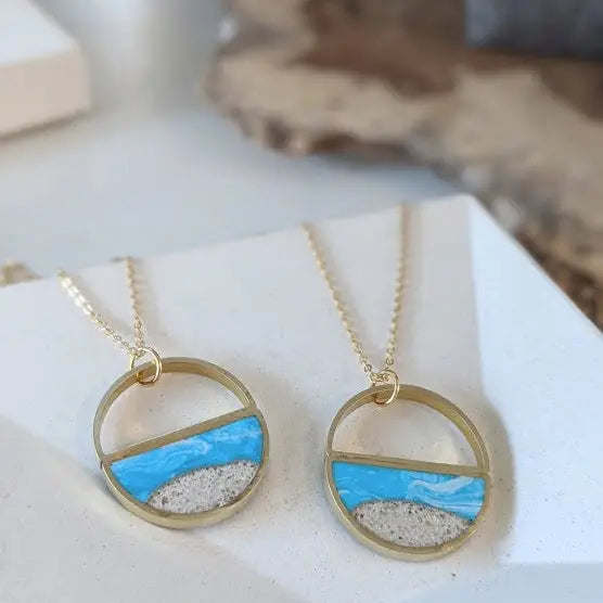 Half Circle Beach Scene Necklace - Indie Indie Bang! Bang!