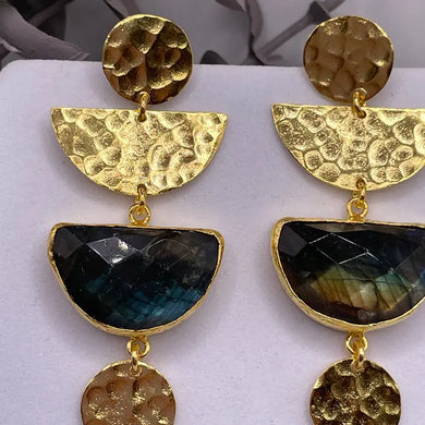 Hammered Moon Labradorite Earrings - Indie Indie Bang! Bang!