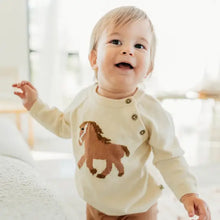 Load image into Gallery viewer, Horse Jacquard Sweater Knit Baby Pullover (Organic)