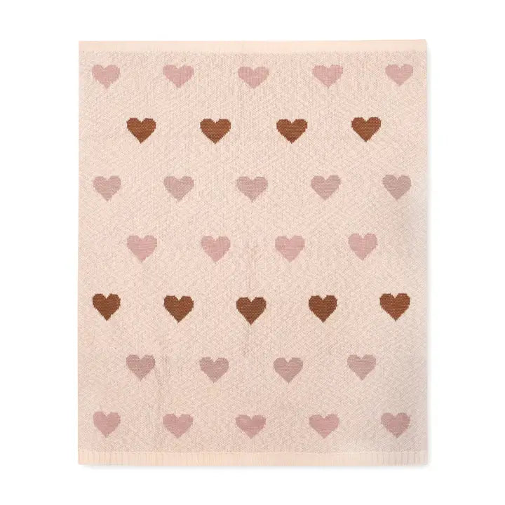 Loving Hearts - Organic Jacquard Sweater Knit Baby Blanket - Indie Indie Bang! Bang!