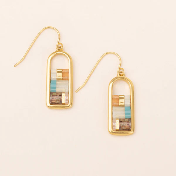 Good Karma Miyuki Earrings in Mint, Peach, and Gold - Indie Indie Bang! Bang!