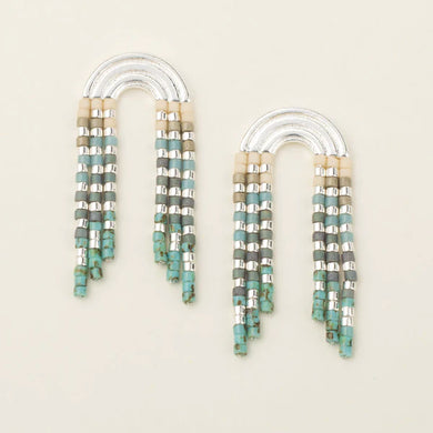 Chromacolor Miyuki Rainbow Fringe Earrings in Turquoise / Mint / And Gold - Indie Indie Bang! Bang!