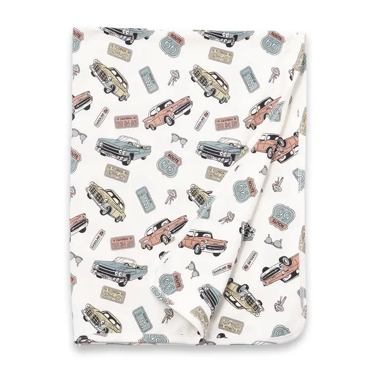 Route 66 Baby Boy Bamboo Vintage Cars Stroller Blanket - Indie Indie Bang! Bang!