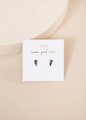 Sapphire Offset Trio Stack Earrings - Indie Indie Bang! Bang!