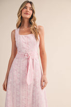 Load image into Gallery viewer, Striped Floral Print Button Down Belted Midi Dress - Indie Indie Bang! Bang!