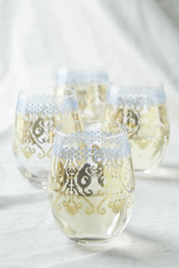 Golden Ikat Stemless Wine Glass - Indie Indie Bang! Bang!