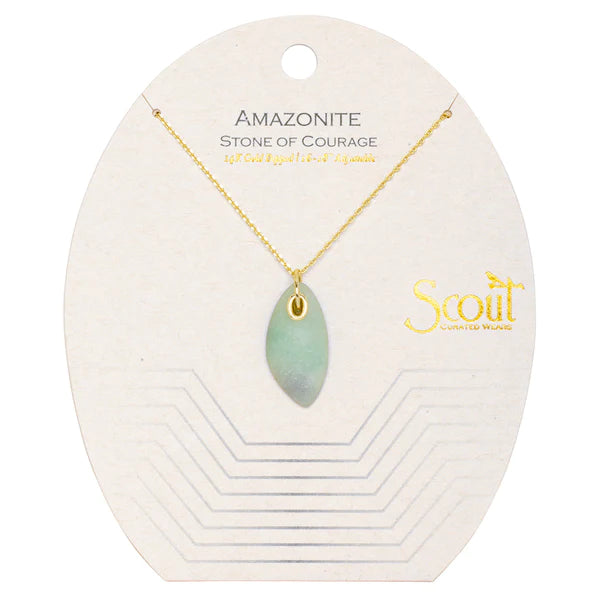 Organic Stone Necklace Amazonite/Gold - Stone of Courage - Indie Indie Bang! Bang!
