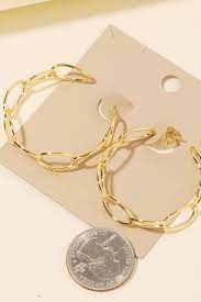 Thin Solid Chain Link Hoop Earrings - Indie Indie Bang! Bang!