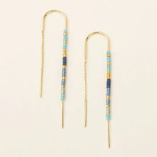 Load image into Gallery viewer, Chromacolor Miyuki Thread Earrings in Cobalt Multi and Gold - Indie Indie Bang! Bang!