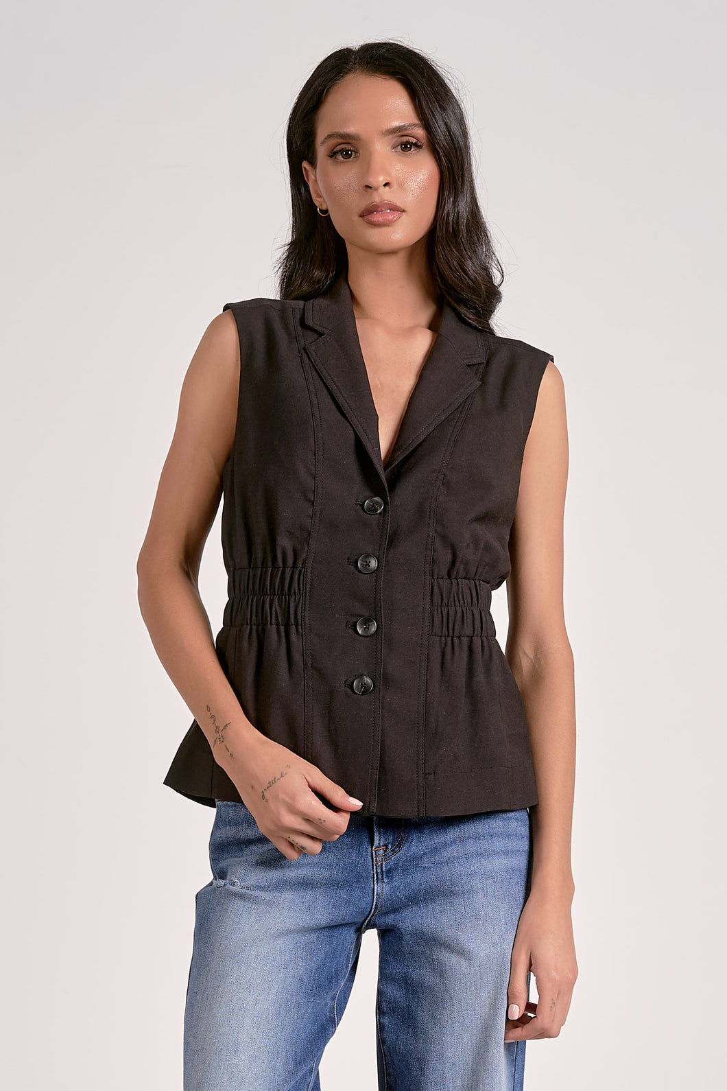 Black Cinched Waist Vest | Elan - Indie Indie Bang! Bang!