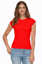 Load image into Gallery viewer, Payton Seaming Cap Sleeve Tee | White or Red - Indie Indie Bang! Bang!