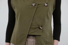 Load image into Gallery viewer, Cotton Multi Button Vest In Olive - Indie Indie Bang! Bang!