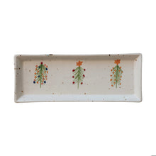 Load image into Gallery viewer, Hand-Painted Christmas Tree Stoneware Platter