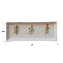Load image into Gallery viewer, Hand-Painted Christmas Tree Stoneware Platter