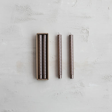 Unscented Champagne color Faceted Taper Candles in Box, Set of 2 - Indie Indie Bang! Bang!