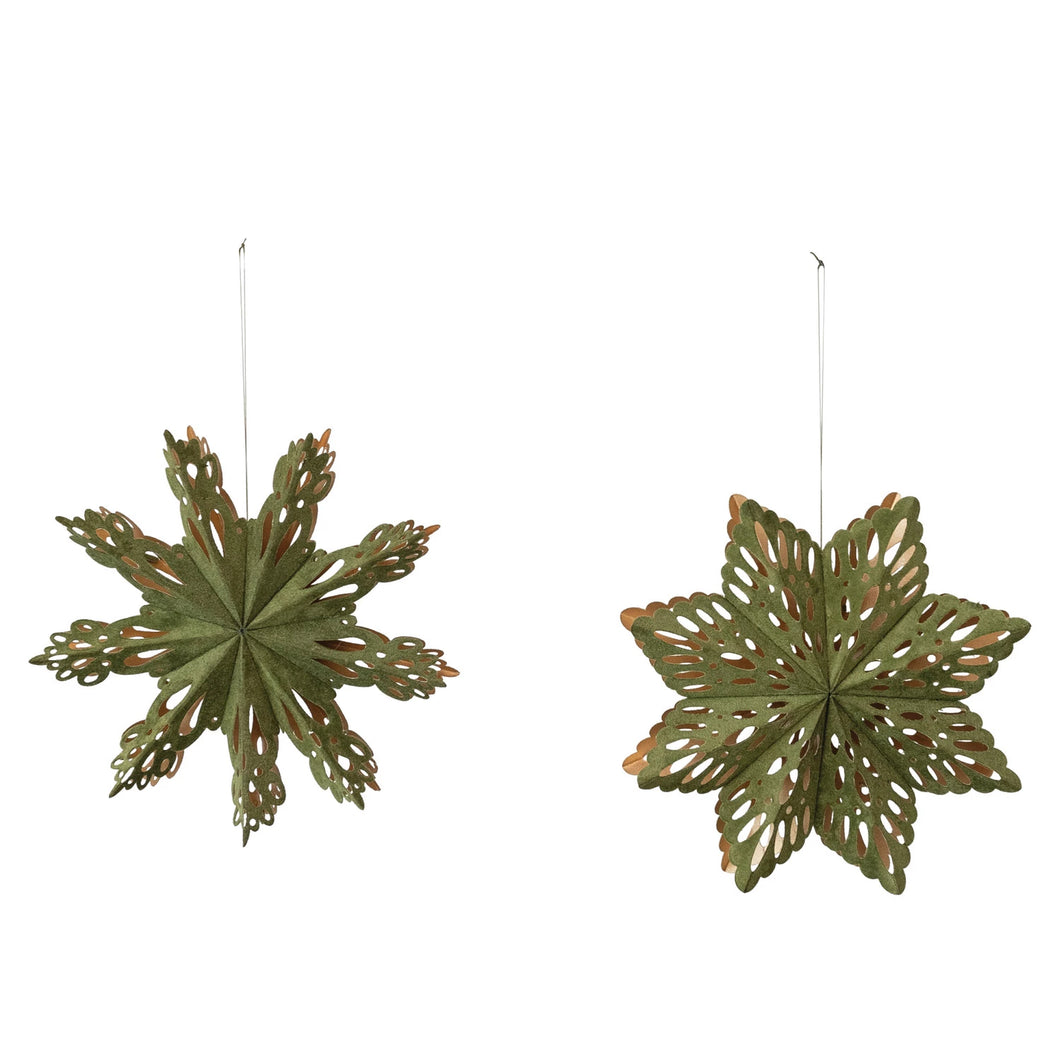 Flocked Paper Folding Snowflake Ornament - Indie Indie Bang! Bang!