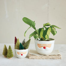 Load image into Gallery viewer, Stoneware Santa Head Shaped Mixing Bowl with Red Rim, Red &amp; White