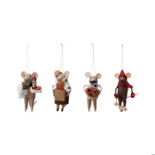 Load image into Gallery viewer, 4-3/4"H Handmade Wool Felt Mouse Gourmand Ornament - Indie Indie Bang! Bang!