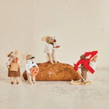 Load image into Gallery viewer, 4-3/4"H Handmade Wool Felt Mouse Gourmand Ornament - Indie Indie Bang! Bang!