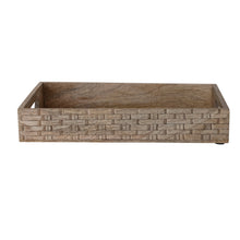Load image into Gallery viewer, Carved Mango Wood Basket Weave Tray