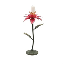 Load image into Gallery viewer, Painted Metal Poinsettia Shaped Taper Holder