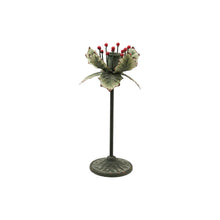 Load image into Gallery viewer, Painted Metal Holly Leaf Shaped Taper Holder, Green &amp; Red