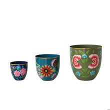Load image into Gallery viewer, Hand-Painted Enameled Metal Planters