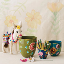 Load image into Gallery viewer, Hand-Painted Enameled Metal Planters